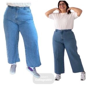 Shiny By Nature 100% Cotton Wide-Leg Cropped/Short Jeans, Sz 2X, High-Rise